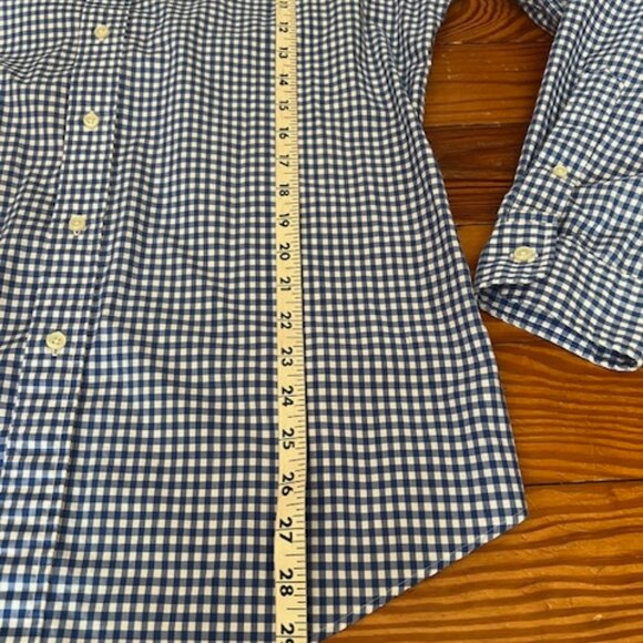VINTAGE Ralph Lauren Custom Fit  Gingham Plaid  BLU/WHT Check Men's Shirt Large - Picture 9 of 9